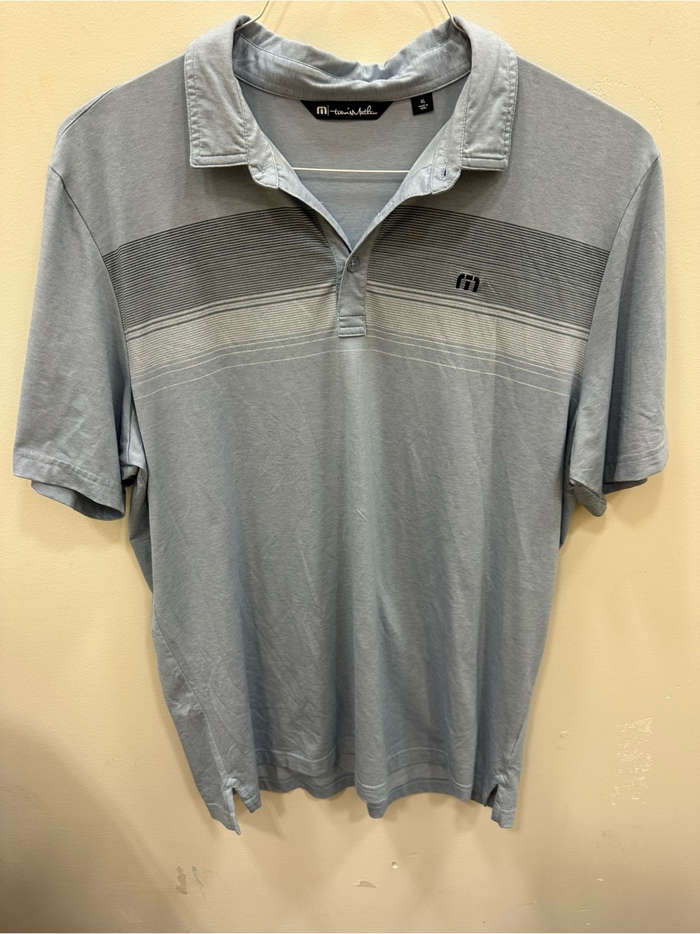 Travis Mathew Light Blue Striped Polo